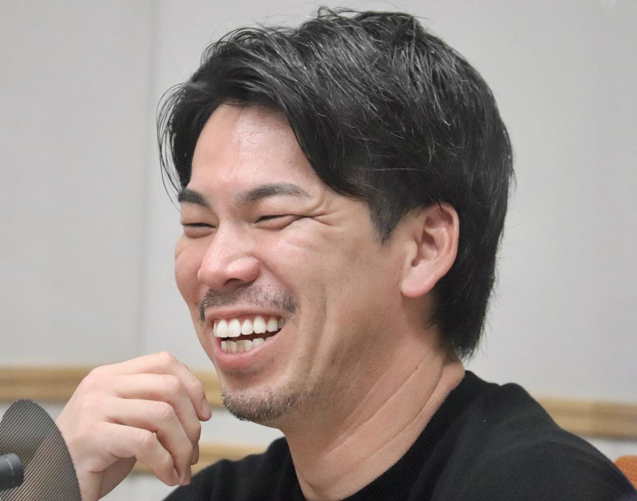 文化放送「秋山翔吾の打って守ってしゃべります」にゲスト出演したタイガース前田（撮影・黒須亮）