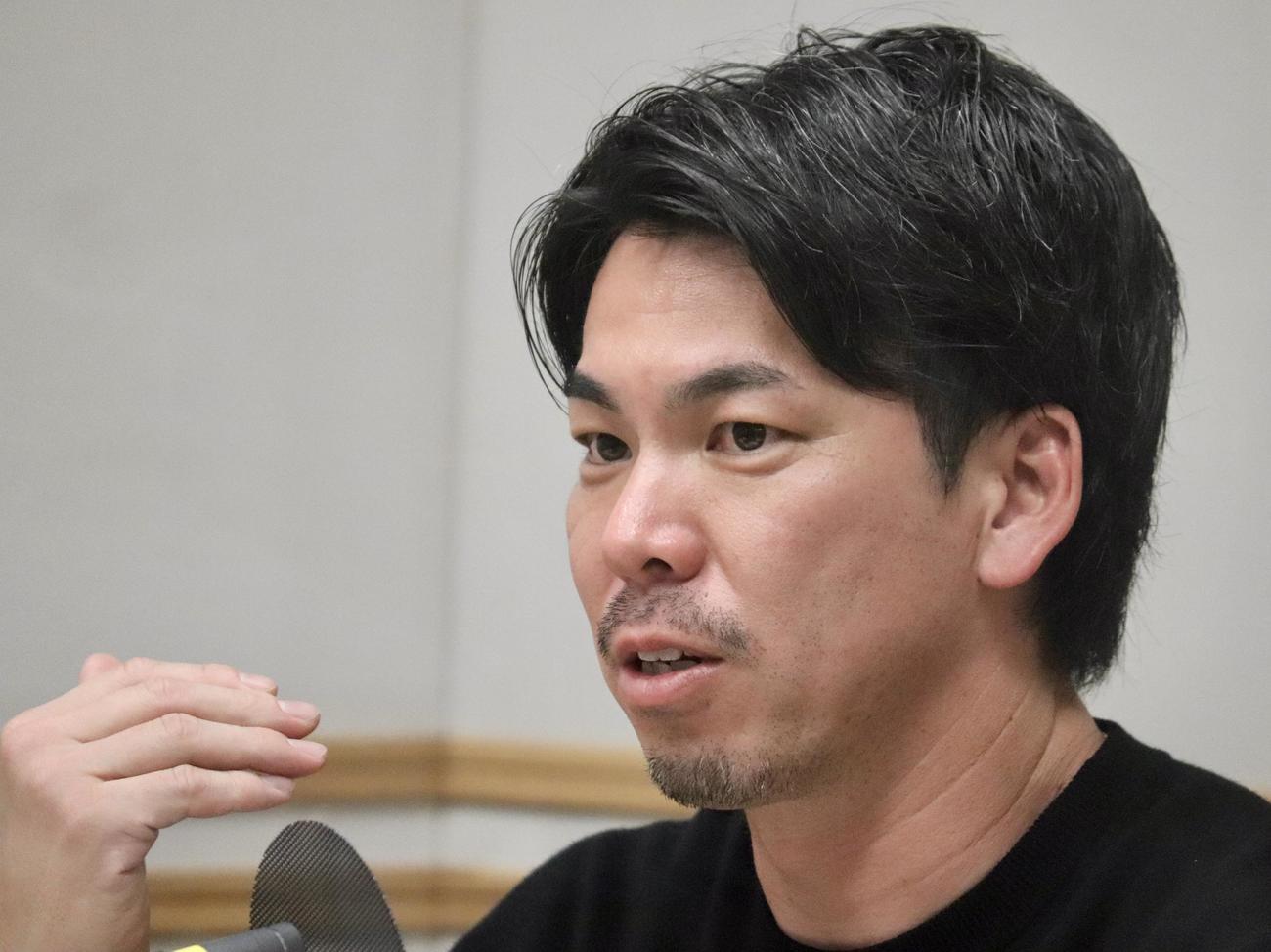 文化放送「秋山翔吾の打って守ってしゃべります」にゲスト出演したタイガース前田（撮影・黒須亮）