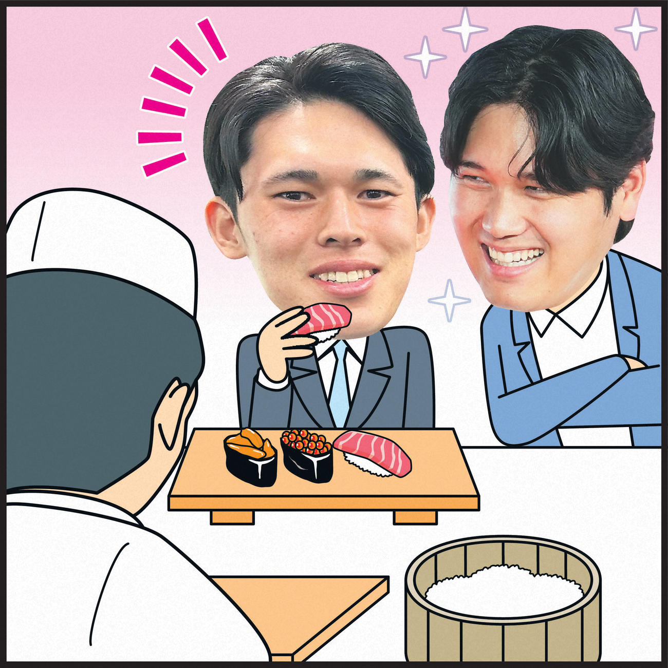【イラスト】すし職人ディナー振る舞い※イメージ