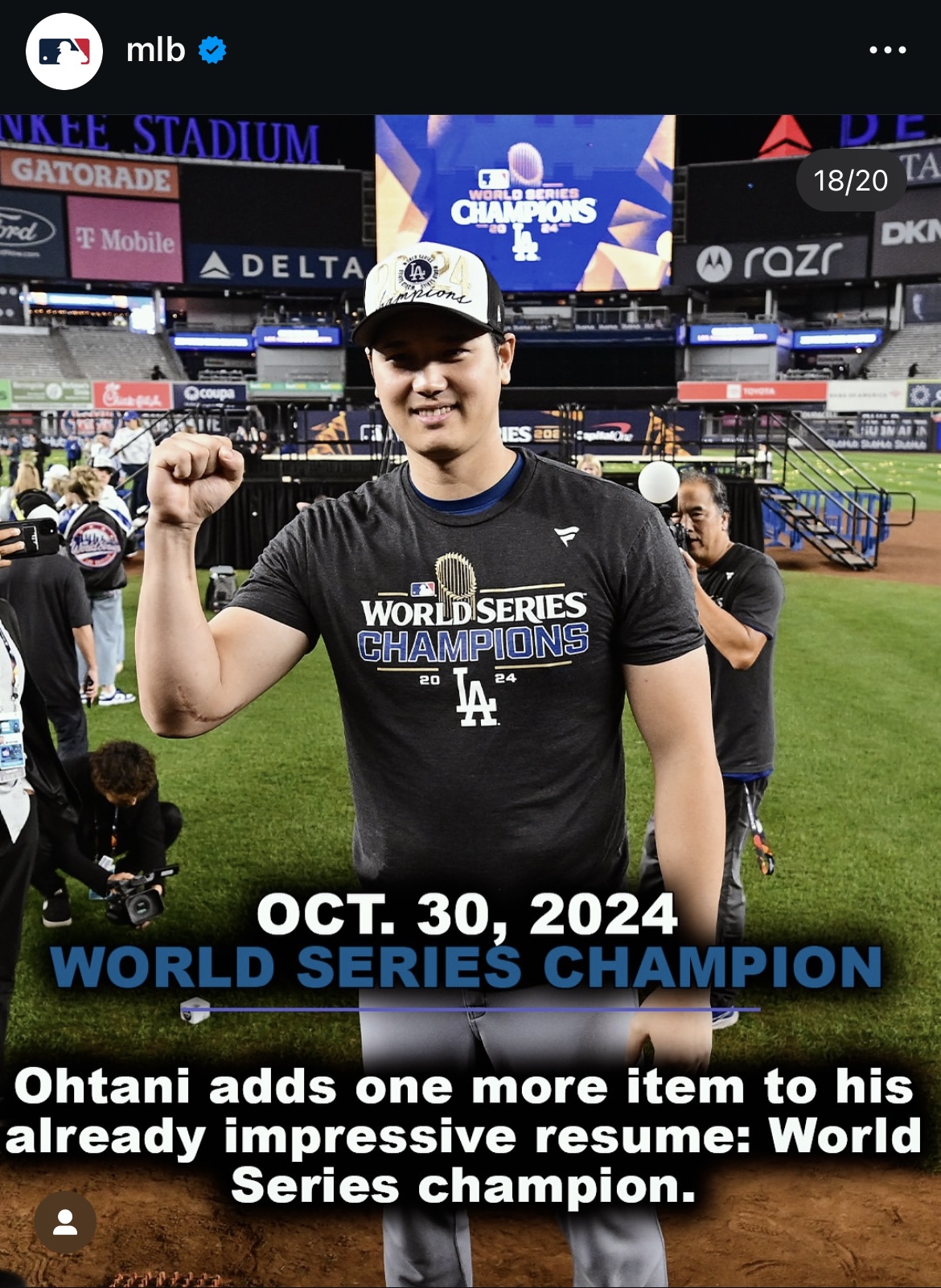 MLB公式インスタグラムから