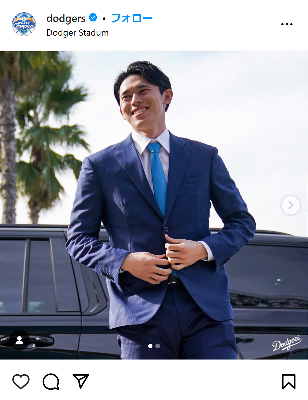 ドジャースのインスタグラムから