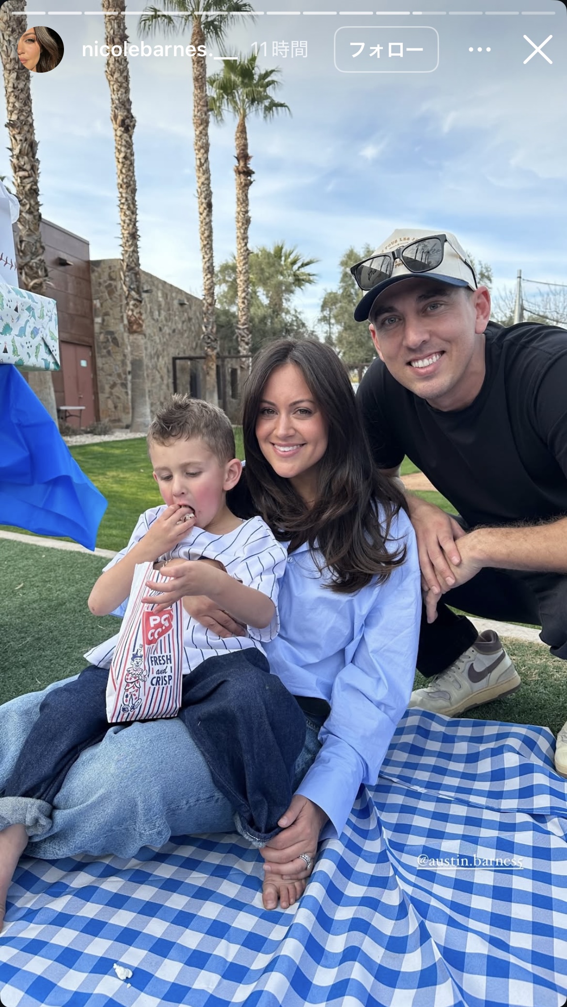バーンズの妻ニコル夫人のインスタグラムから