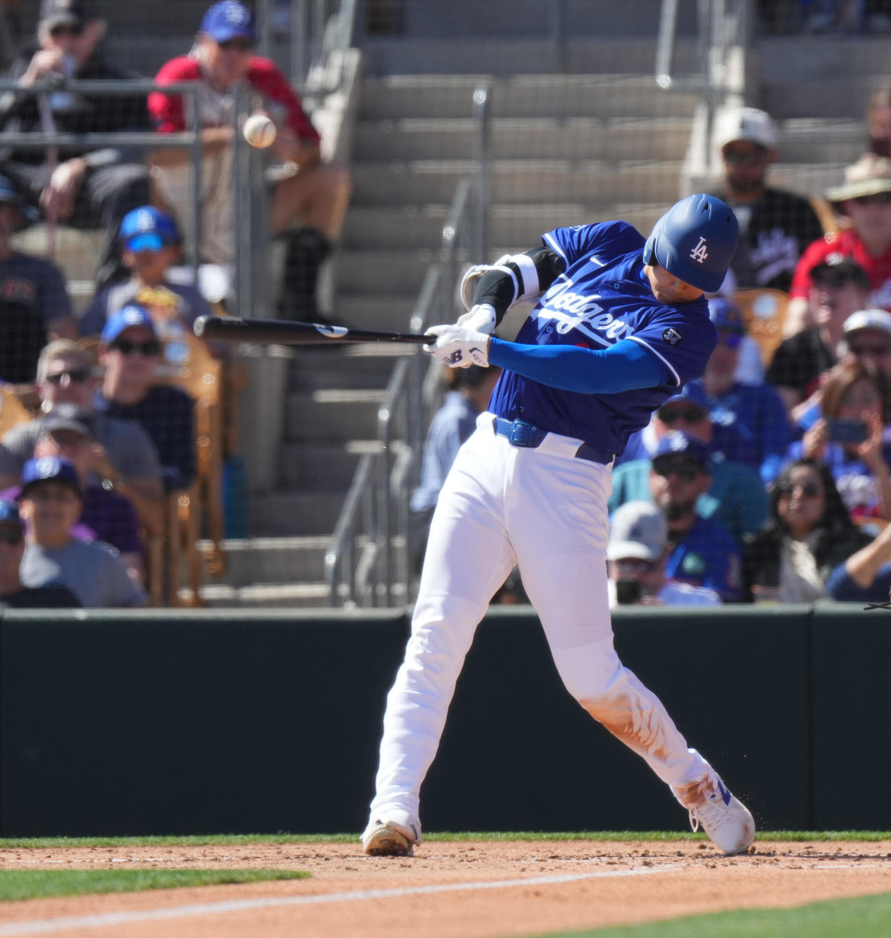 オープン戦・ドジャース対レンジャーズ　3回裏ドジャース無死、左飛に倒れる大谷（撮影・菅敏）