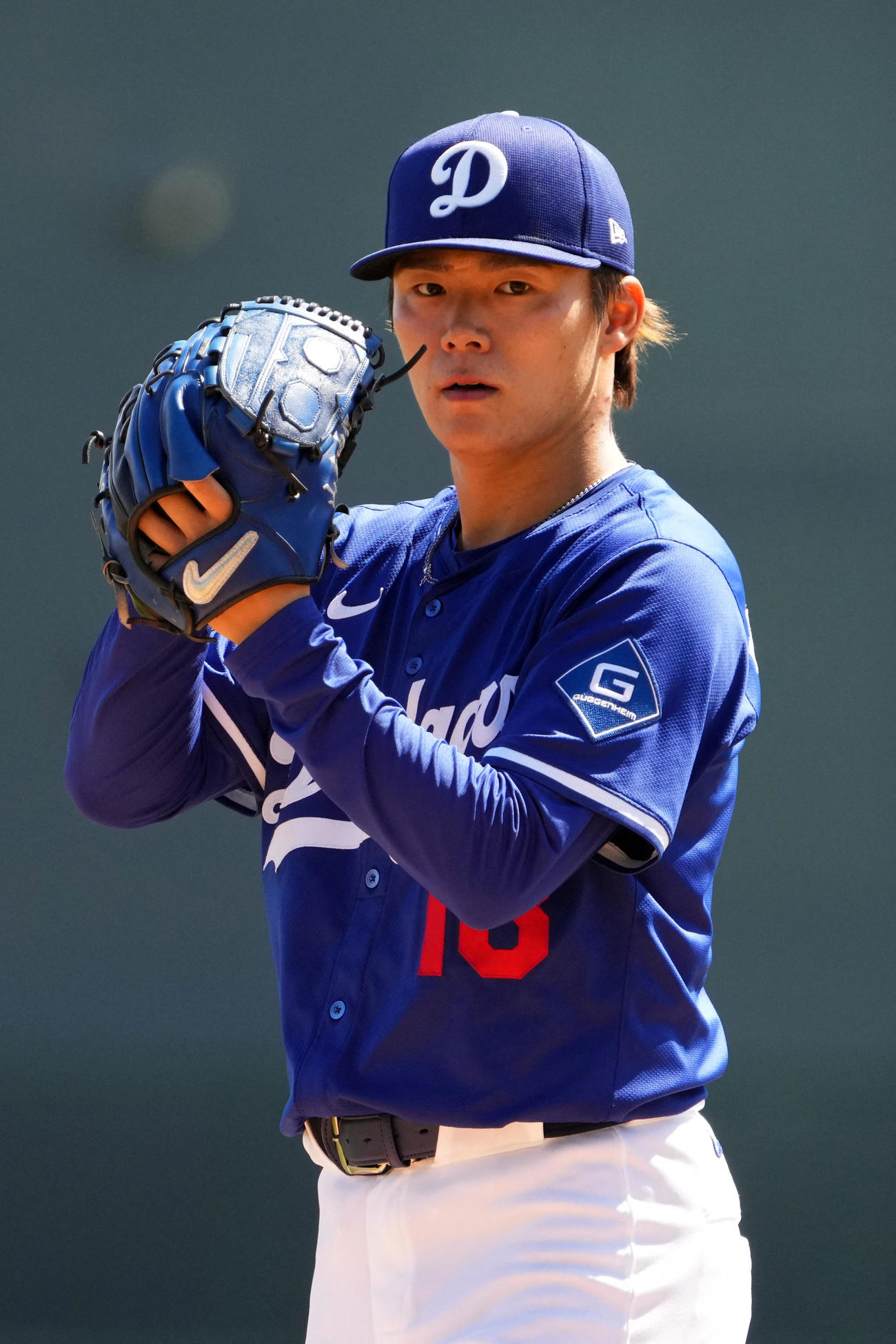 ドジャース対ダイヤモンドバックス　1回、登板するドジャース山本由伸（Joe Camporeale-Imagn Images＝ロイター）