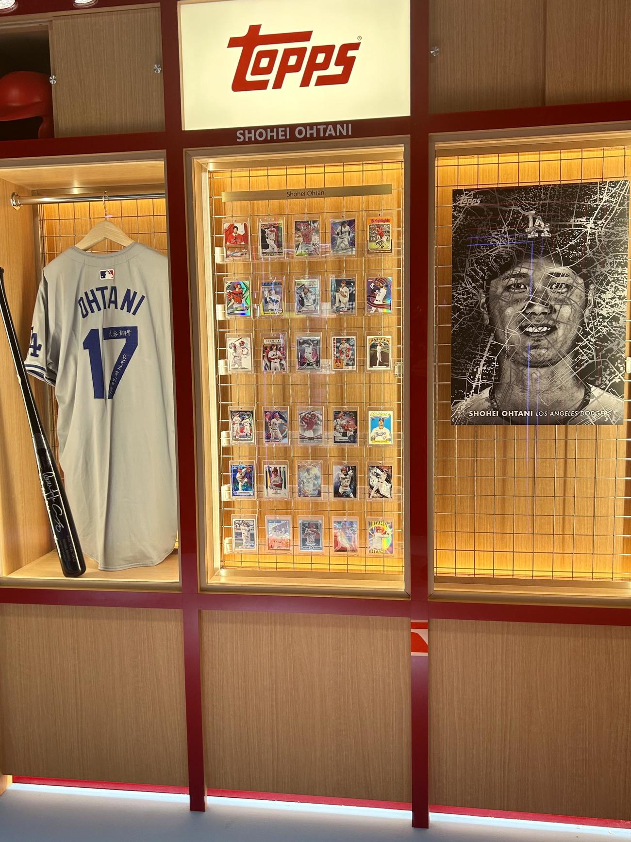「Topps Tokyo Series：Collector Experience」では、大谷翔平が昨季ワールドシリーズで使用したバットなどが展示される（撮影・黒須亮）