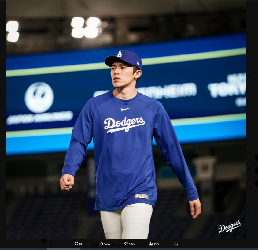 ドジャース公式Xから