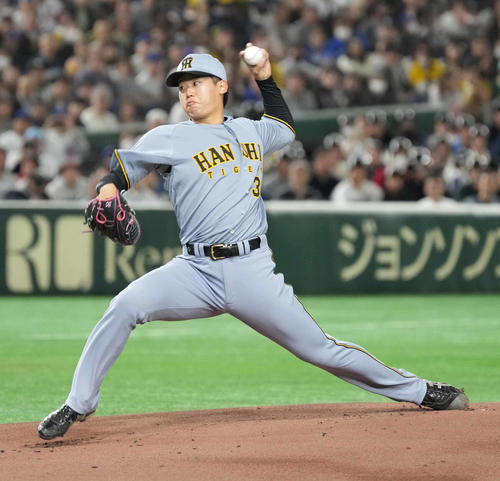 阪神対カブス　阪神先発の門別（撮影・小沢裕）