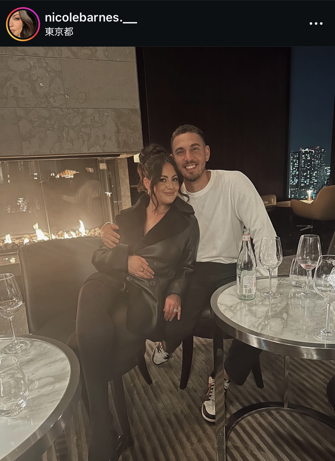 バーンズの妻ニコル夫人のインスタグラムから