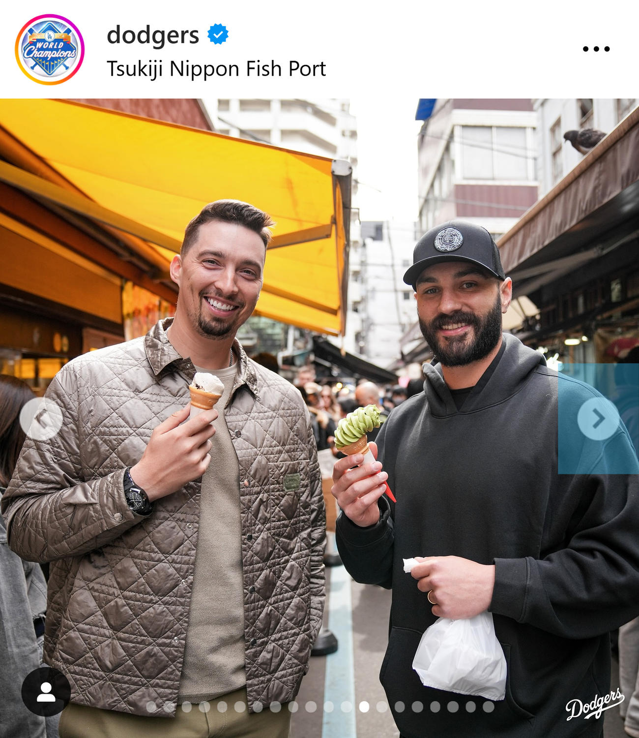 ドジャースのインスタグラムから