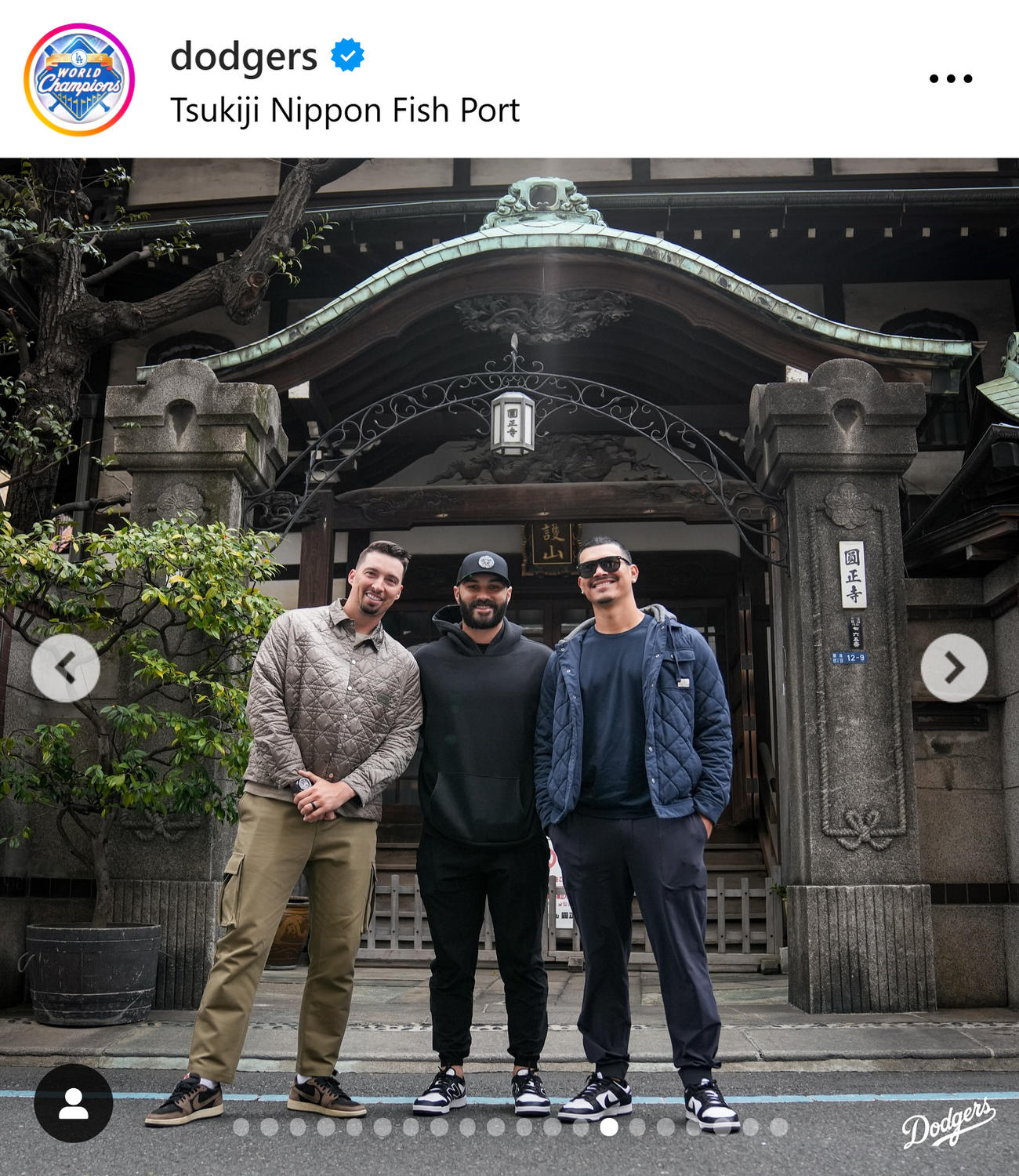 ドジャースのインスタグラムから