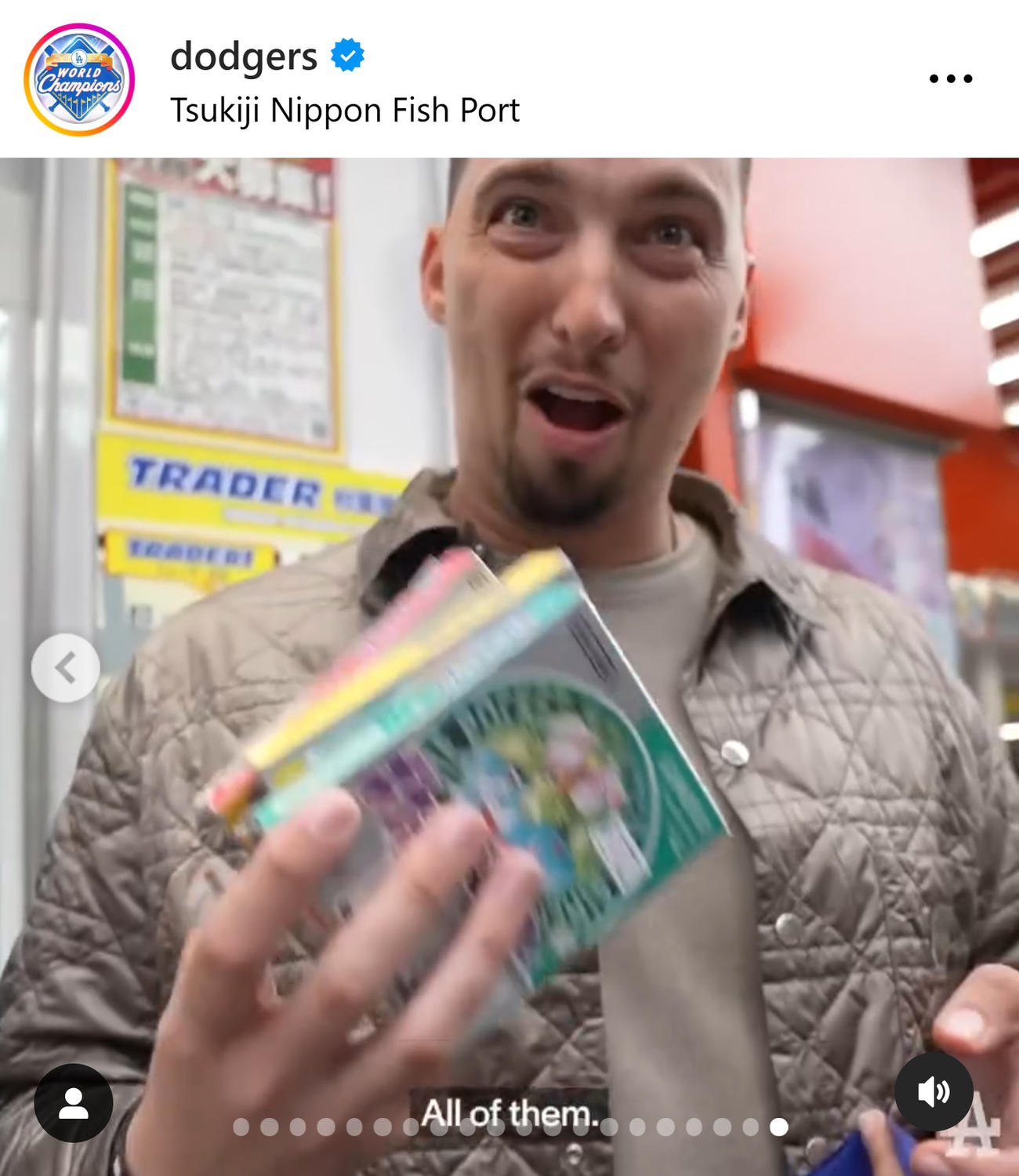 ドジャースのインスタグラムから