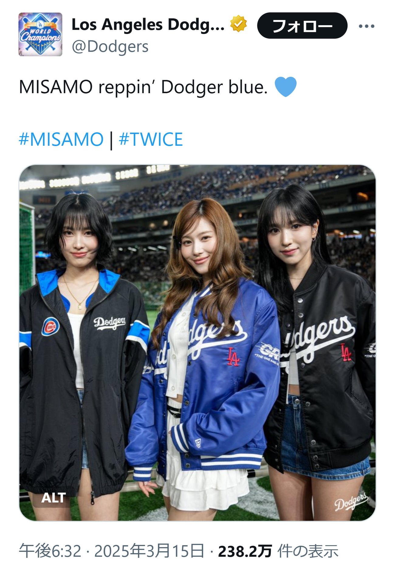 ドジャースのXから