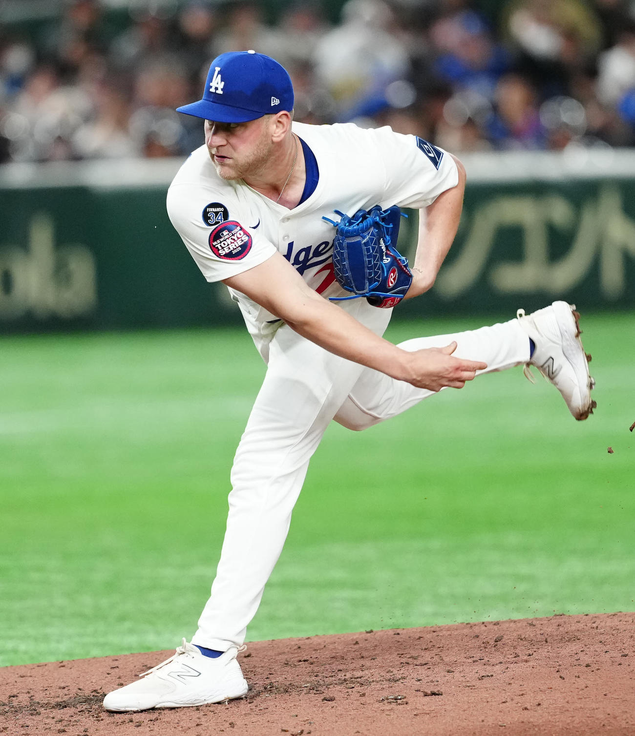 巨人対ドジャース　ドジャース2番手のカスペリアス（撮影・江口和貴）