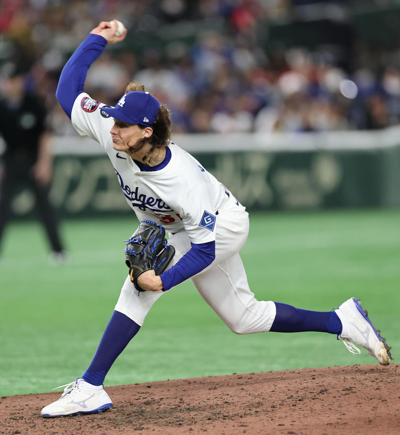 阪神対ドジャース　力投するドジャースのグラスノー（撮影・野上伸悟）