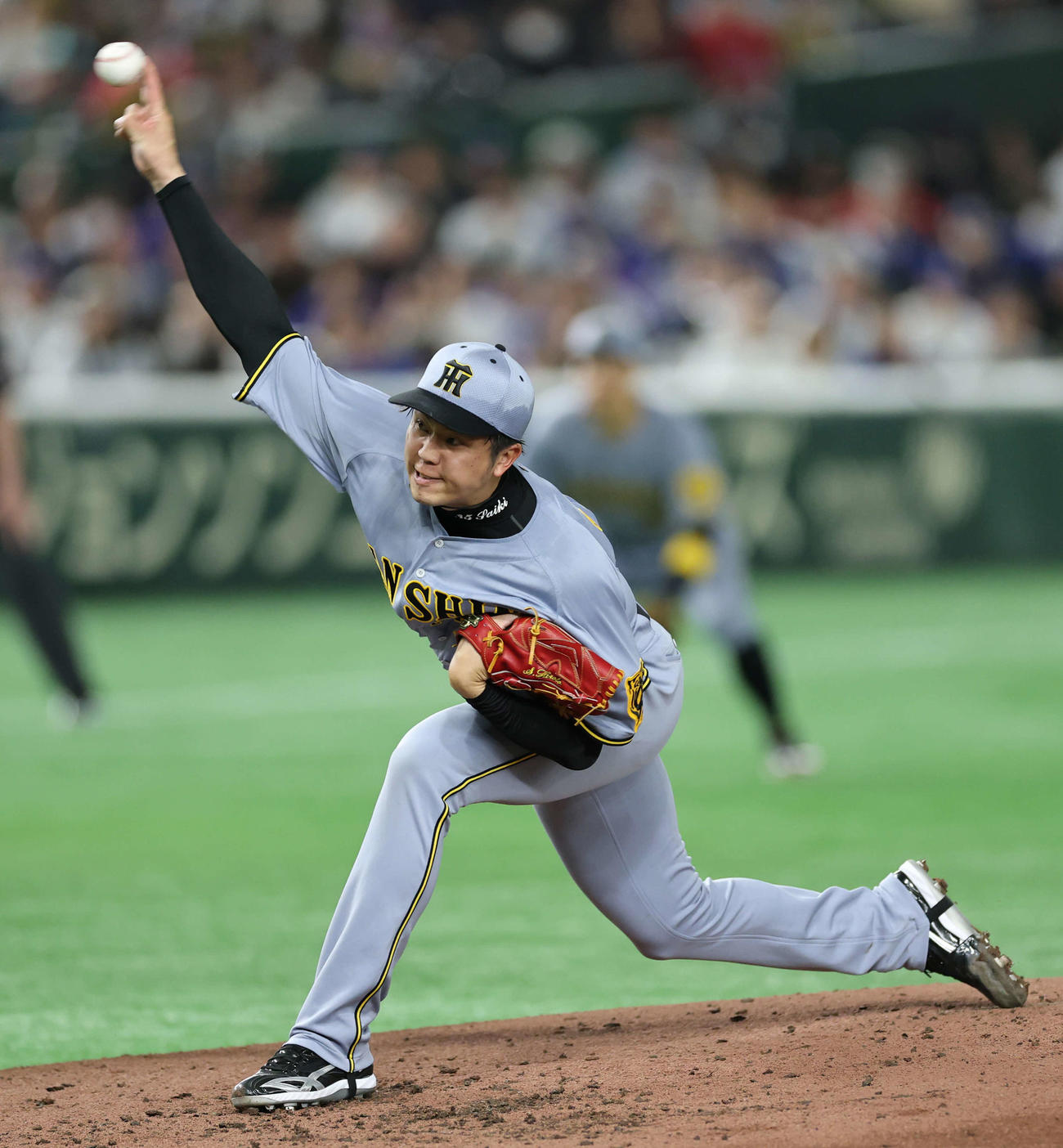 阪神対ドジャース　力投する阪神先発の才木浩人（撮影・野上伸悟）