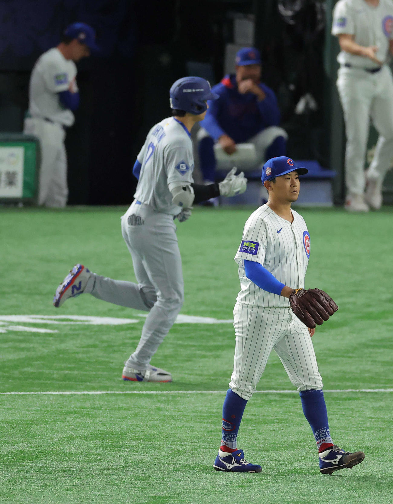 ドジャース対カブス　1回表ドジャース無死、大谷を二ゴロに仕留める今永（撮影・河田真司）