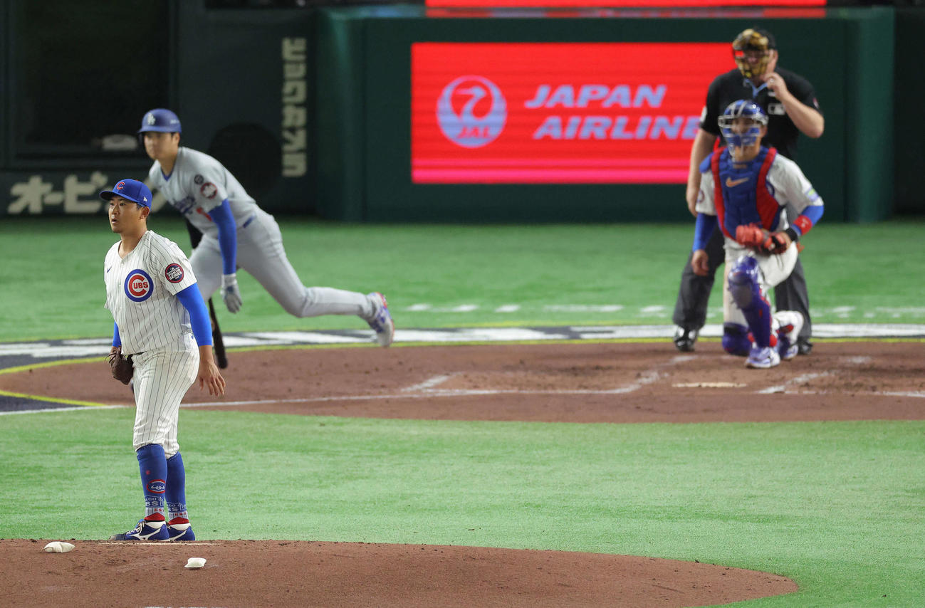 カブス対ドジャース　3回表ドジャース1死、大谷を二直に仕留める今永（撮影・河田真司）