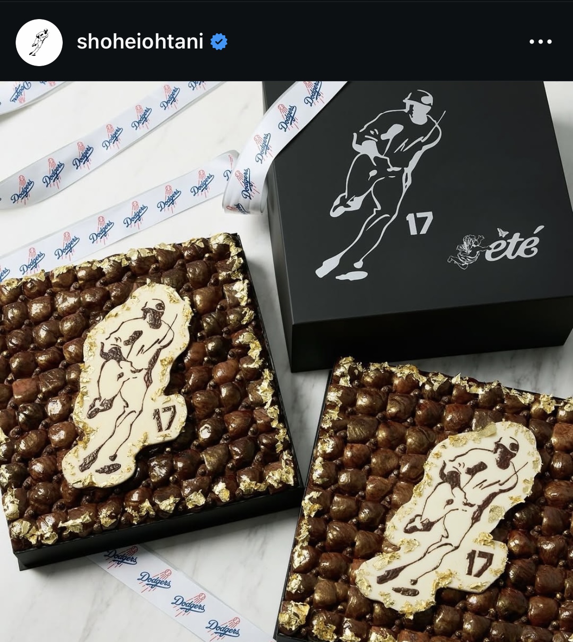 大谷真美子夫人が贈ったスイーツ（大谷のインスタグラムから）