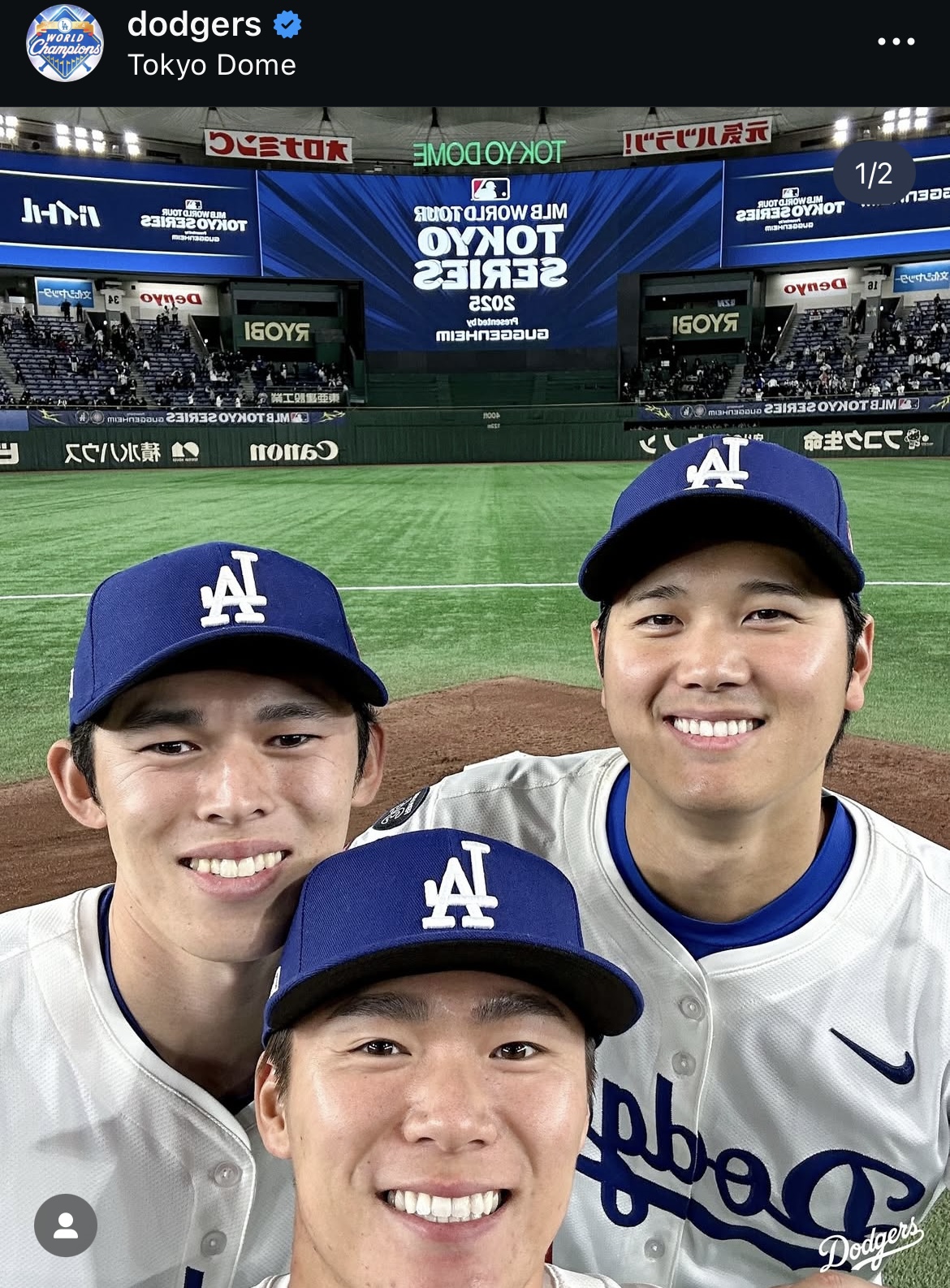 ドジャースの公式インスタグラムから
