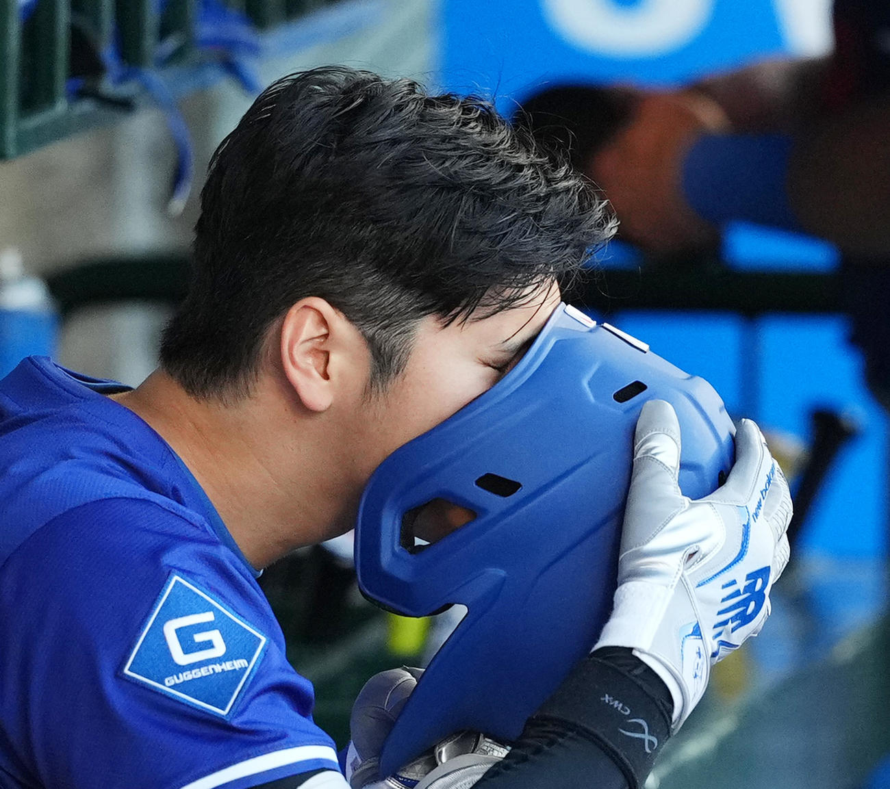 ニューヘアーで登場したドジャース大谷（撮影・菅敏）