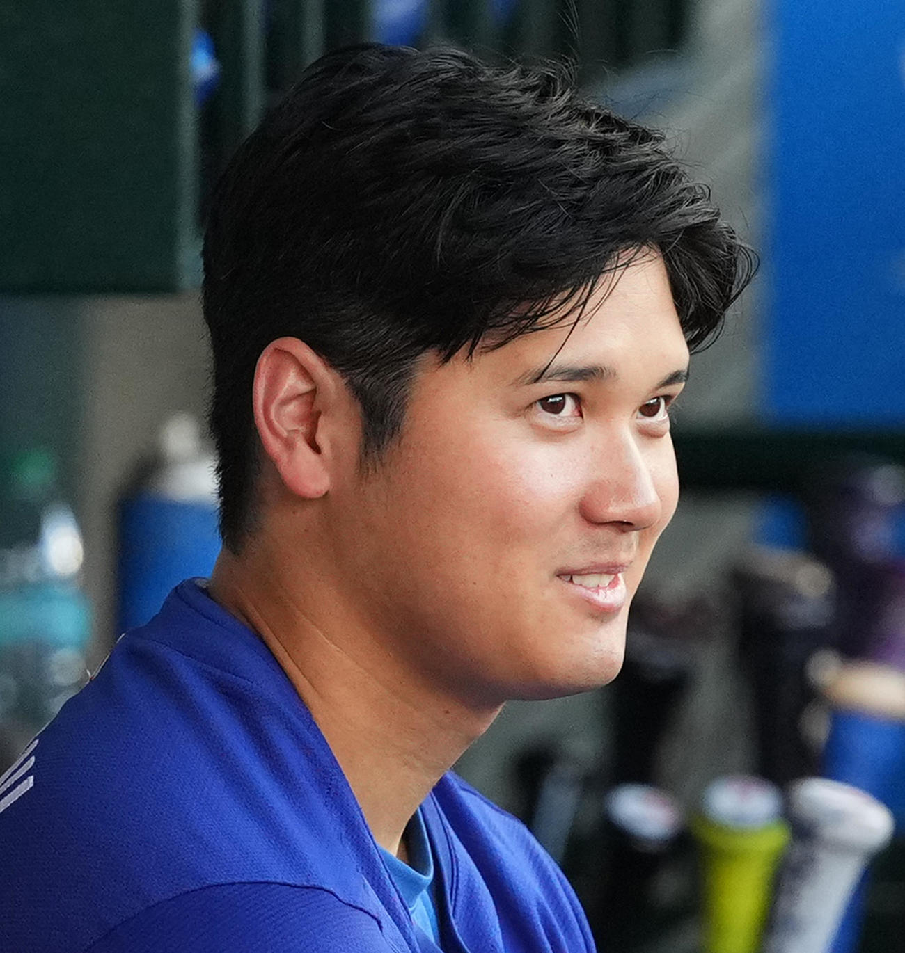 ニューヘアーで登場したドジャース大谷（撮影・菅敏）