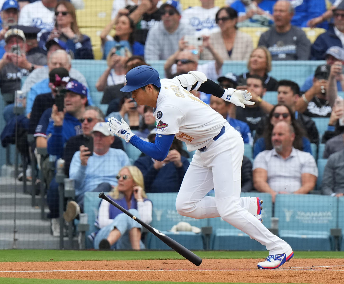 ドジャース対タイガース　1回裏ドジャース無死、一ゴロに倒れるドジャース大谷（撮影・菅敏）