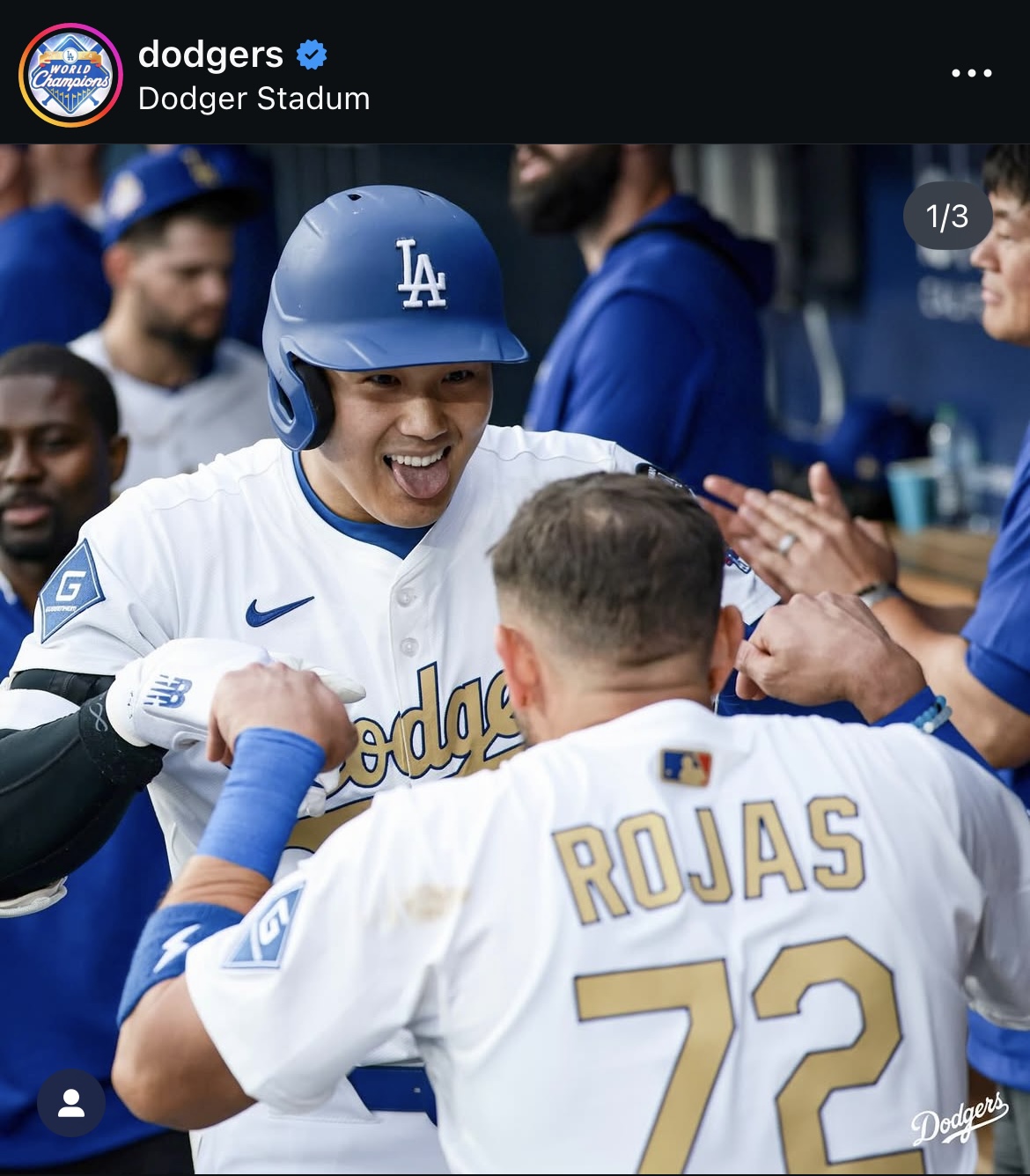 ドジャース公式インスタグラムから