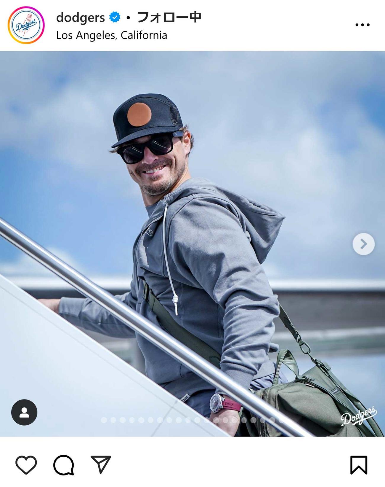 ドジャースの球団公式インスタグラムから
