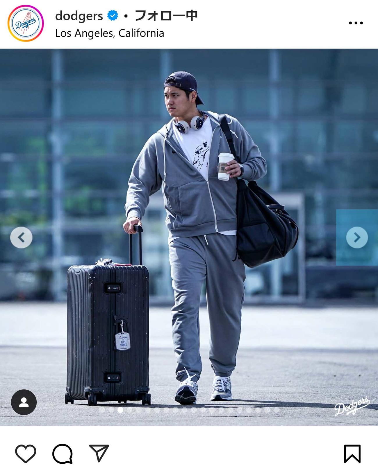 ドジャースの球団公式インスタグラムから