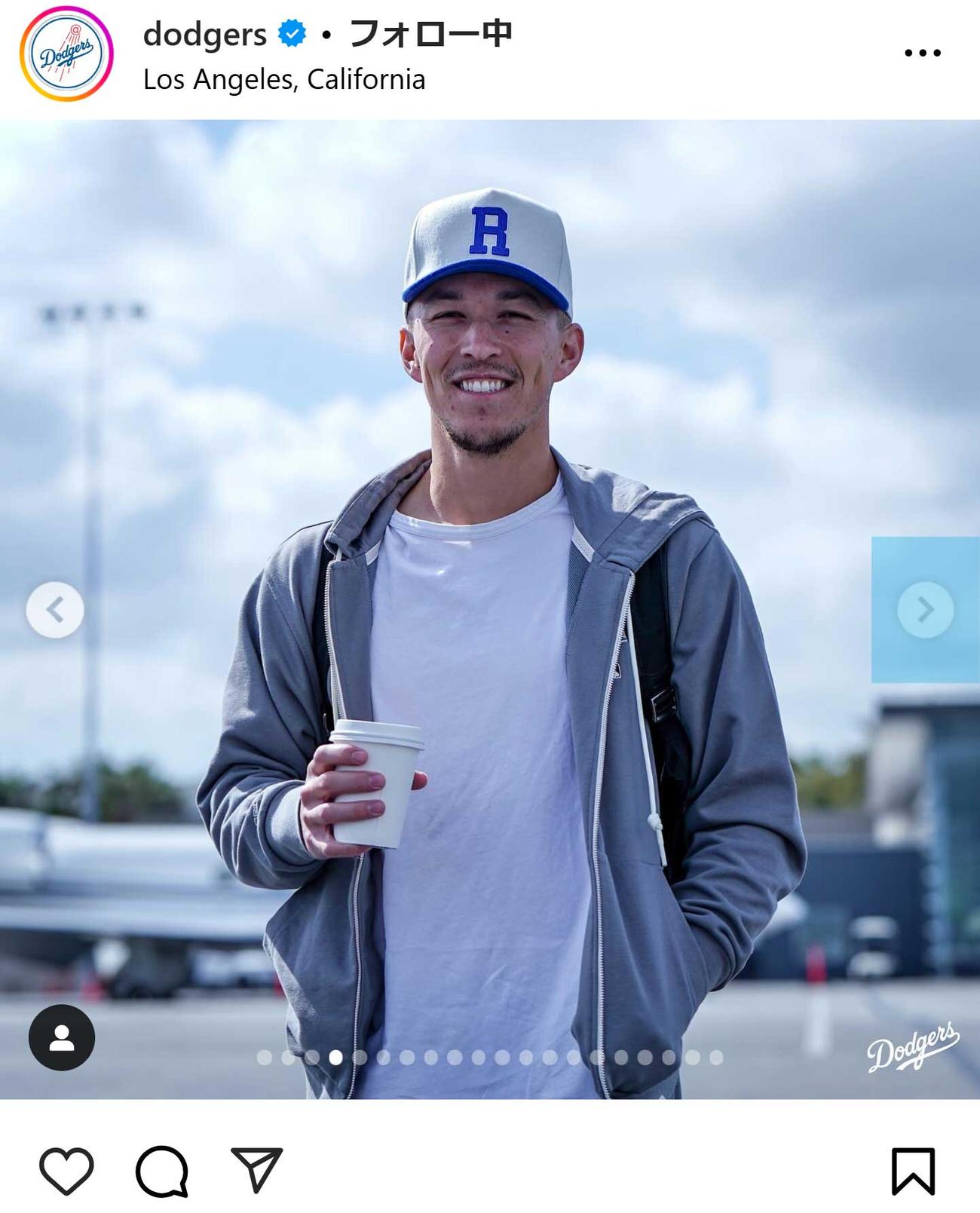 ドジャースの球団公式インスタグラムから