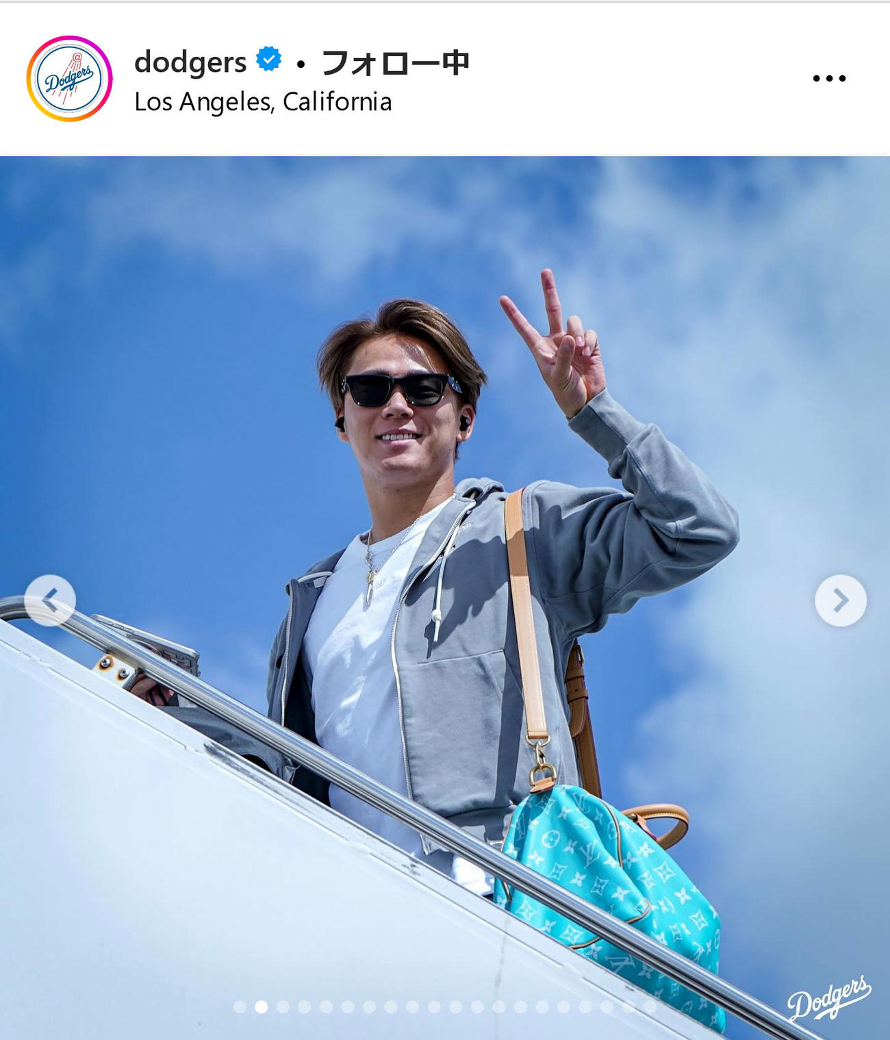 ドジャース公式インスタグラムから