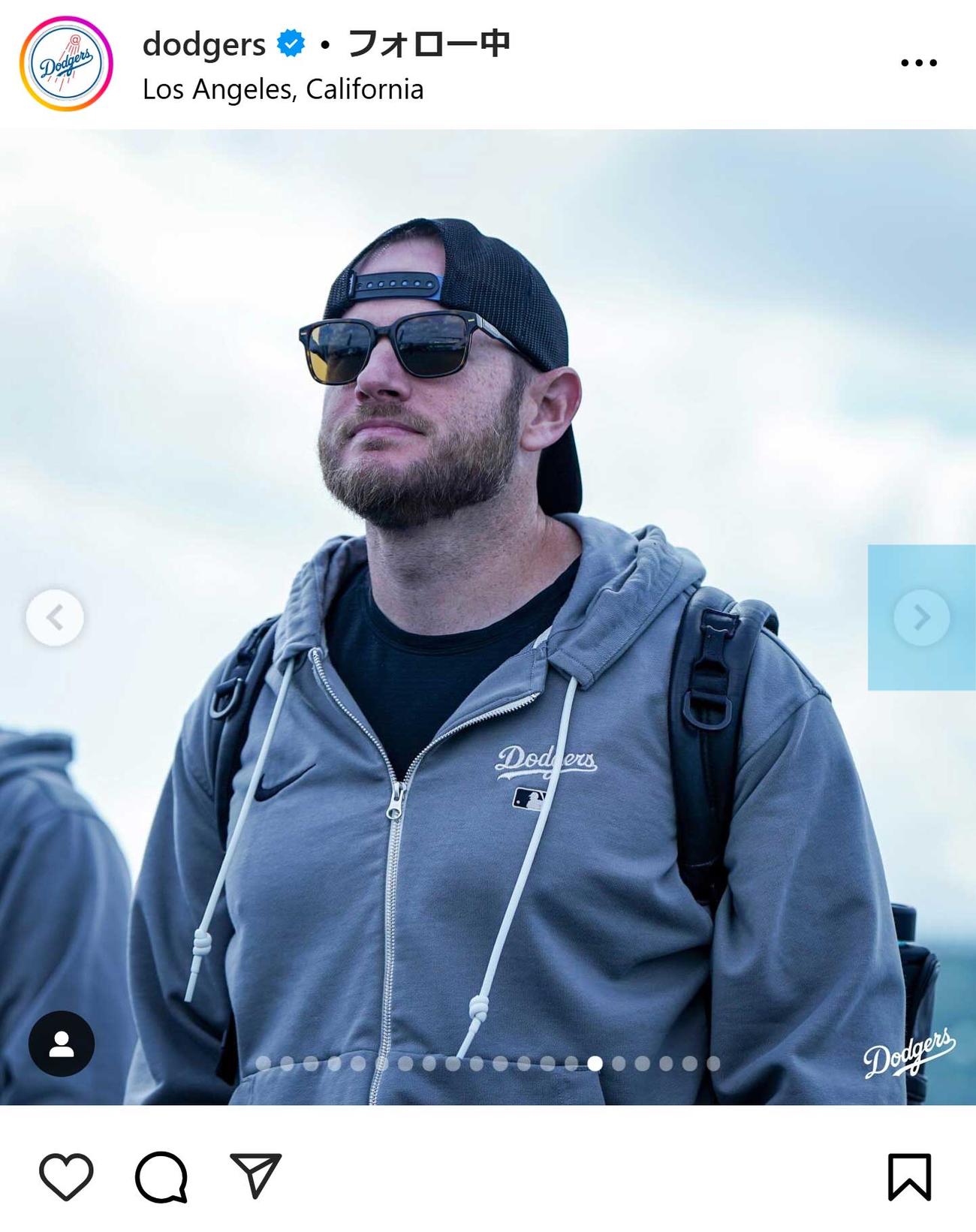 ドジャースの球団公式インスタグラムから