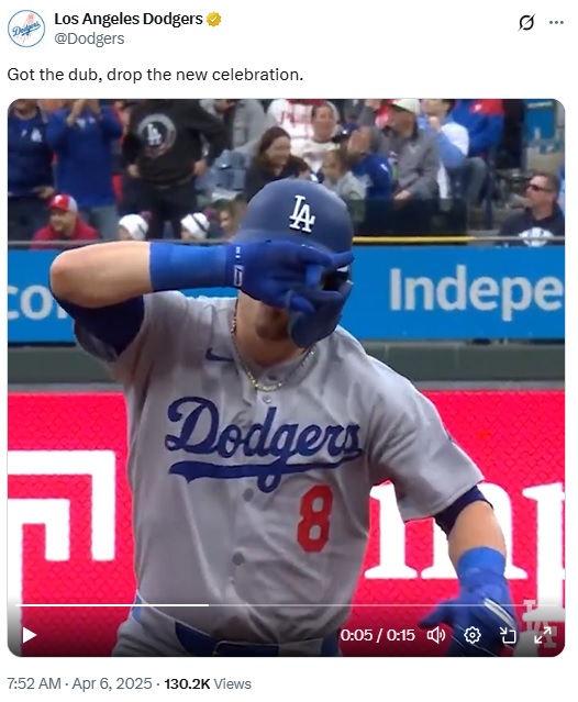 ドジャースの公式Xから