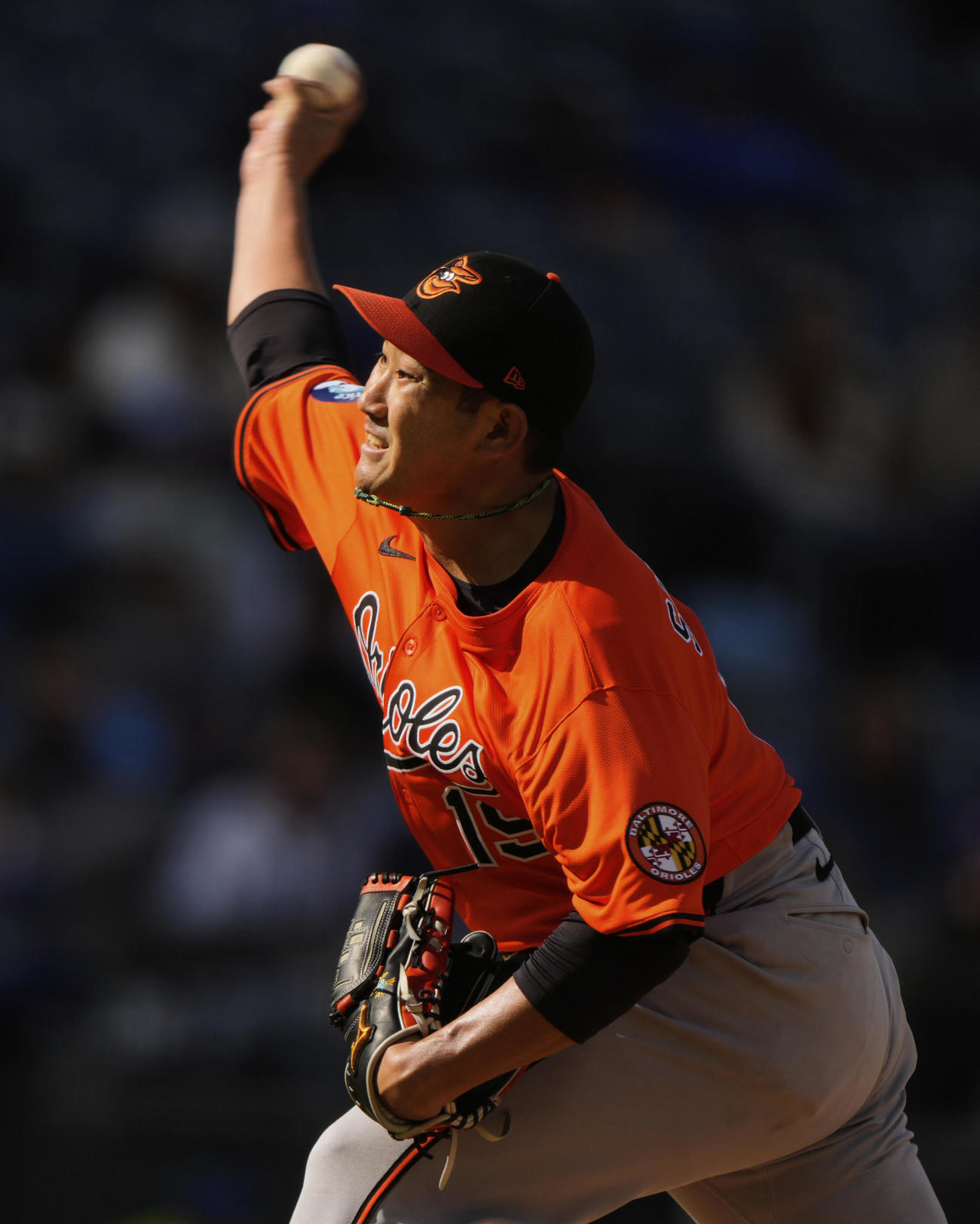 ロイヤルズ戦で力投するオリオールズ菅野智之菅野智之（AP)