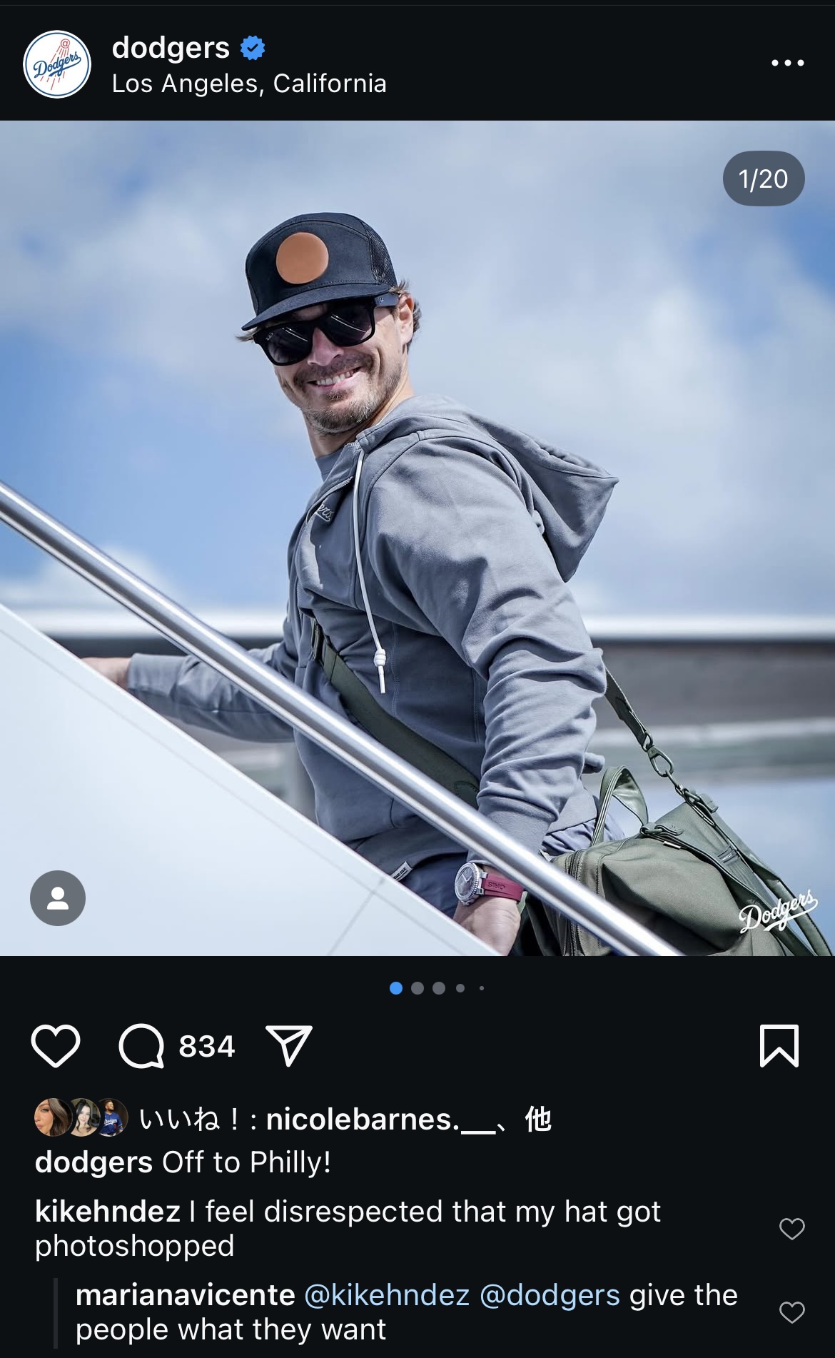 ドジャース公式インスタグラムから