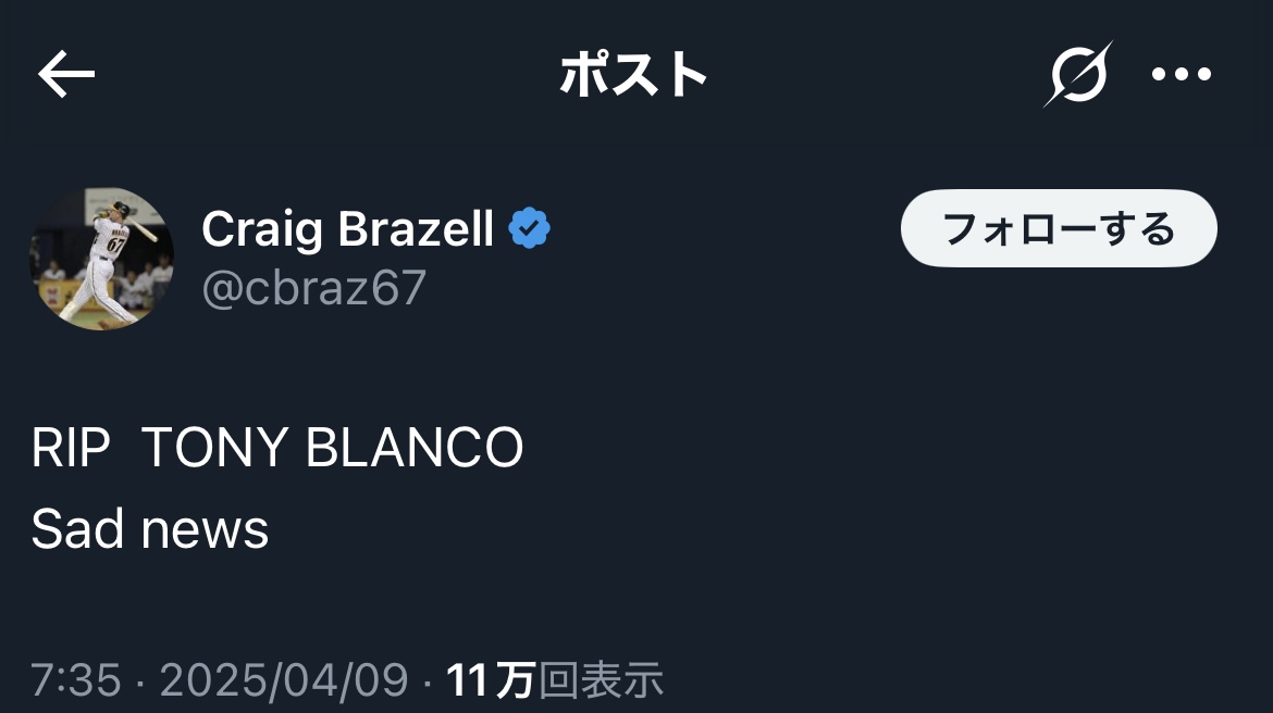 ブラゼル氏のXから