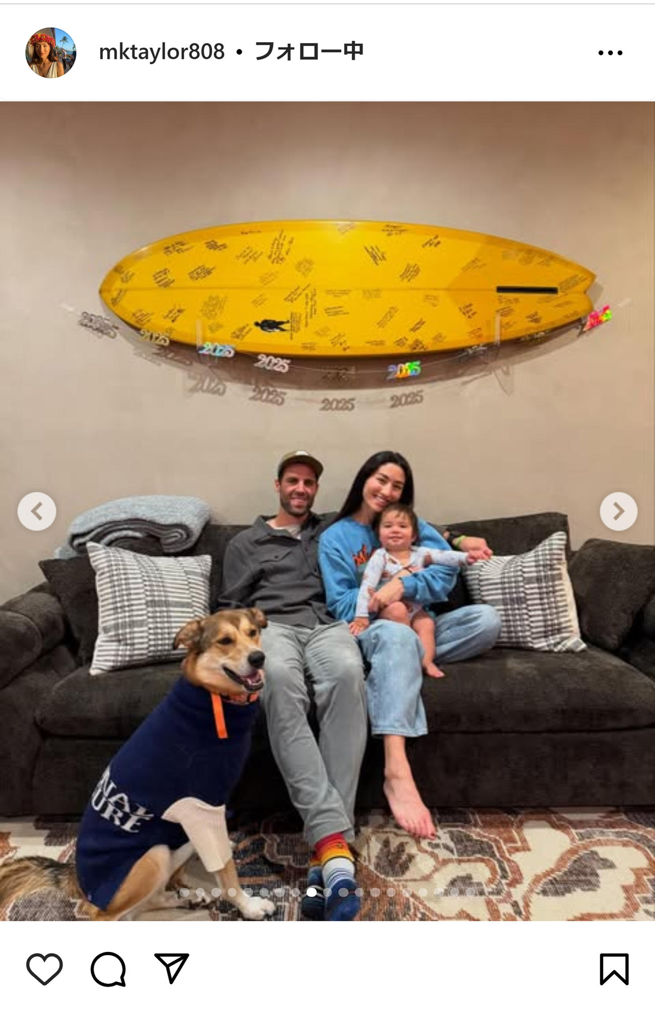 テーラーの妻メアリー夫人のインスタグラムから