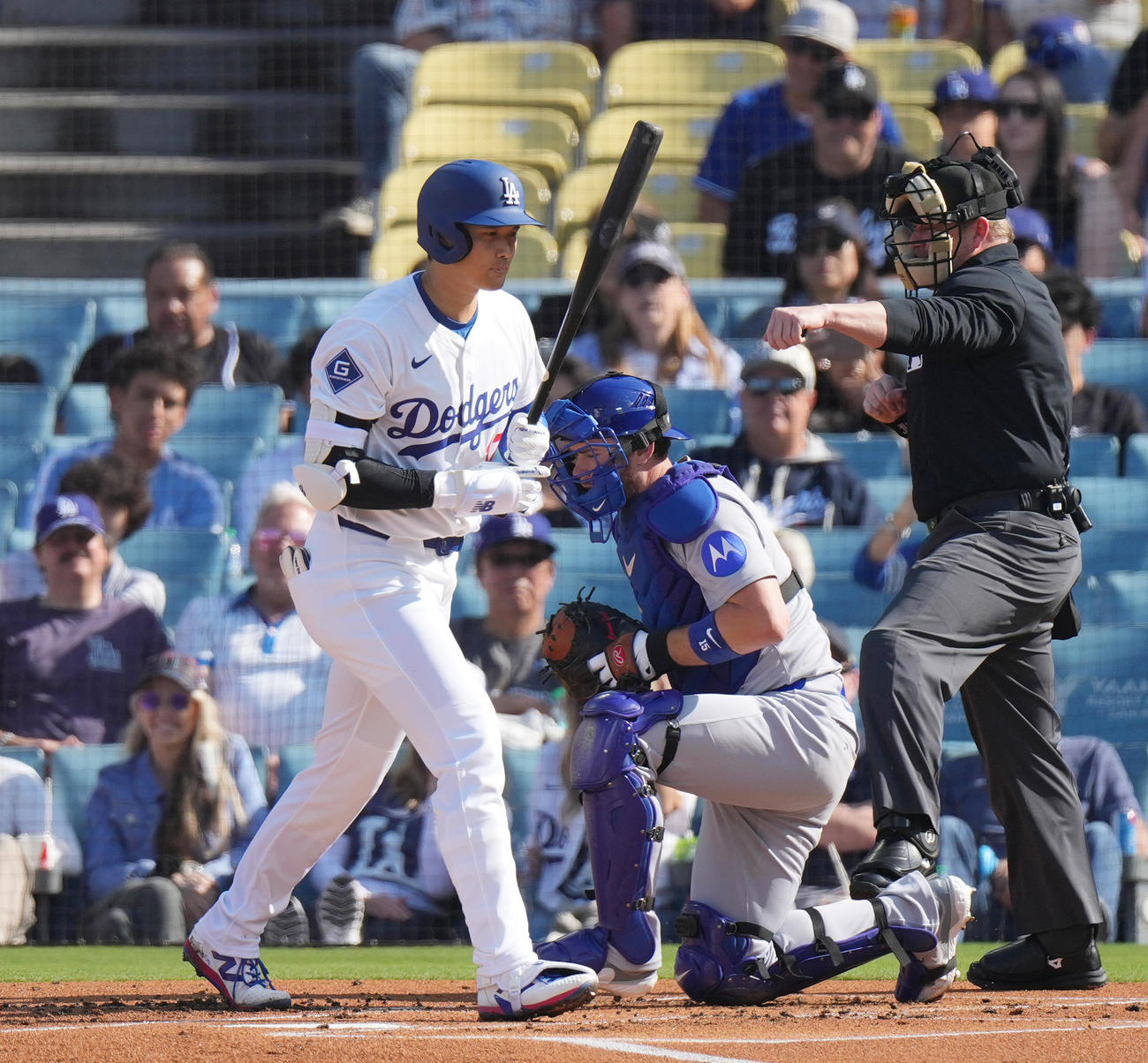 ドジャース対カブス　1回裏ドジャース無死、見逃しの三振に倒れる大谷（撮影・菅敏）