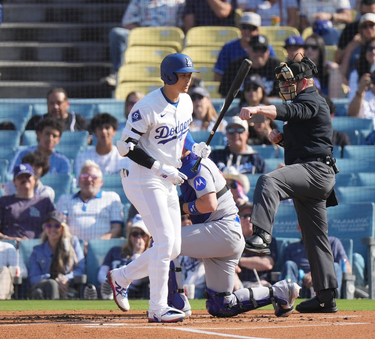ドジャース対カブス　1回裏ドジャース無死、見逃しの三振に倒れる大谷（撮影・菅敏）