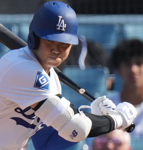 ドジャース対カブス　1回裏ドジャース無死、見逃しの三振に倒れる大谷（撮影・菅敏）