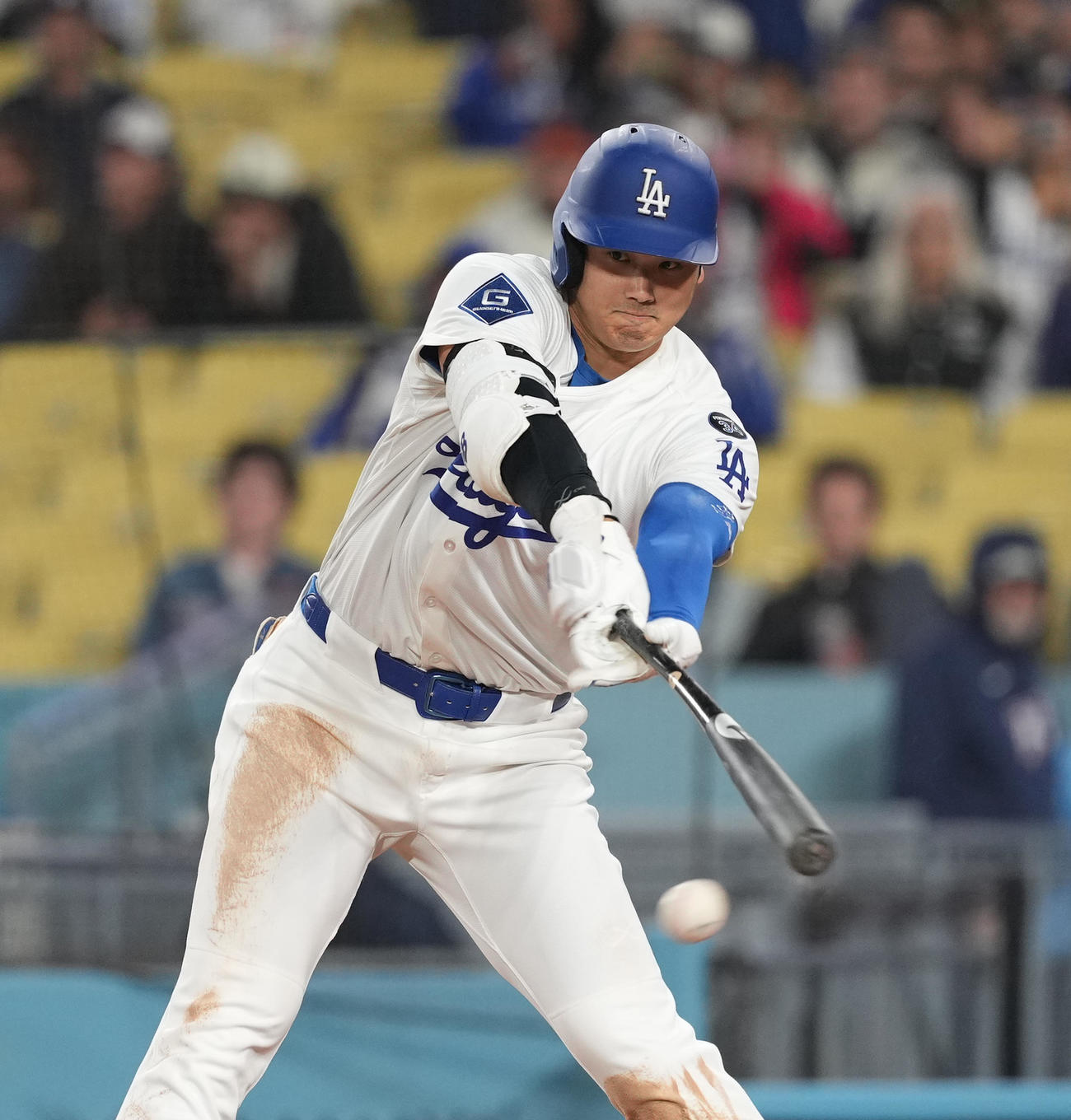 ドジャース対ロッキーズ　8回裏ドジャース無死一塁、投ゴロに倒れる大谷（撮影・菅敏）