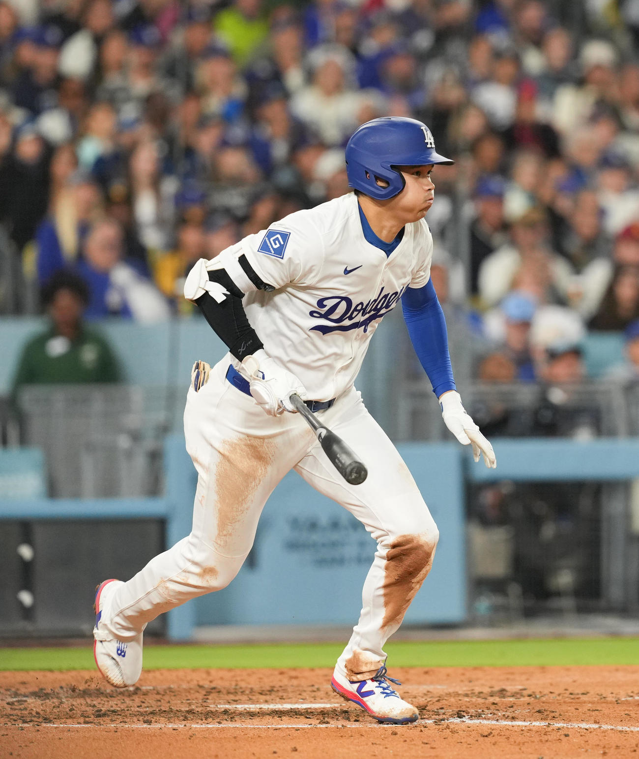 ドジャース対ロッキーズ　3回裏ドジャース2死満塁、ニゴロに倒れる大谷（撮影・菅敏）