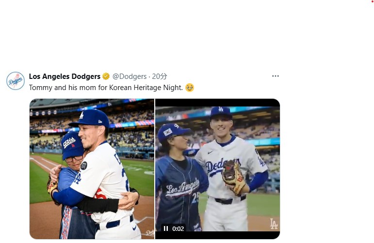 ドジャースの公式Xから