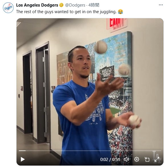 ドジャースのXから