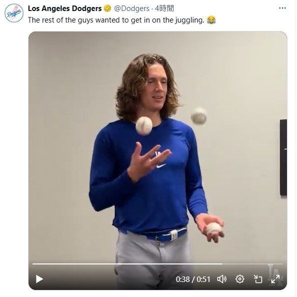 ドジャースのXから