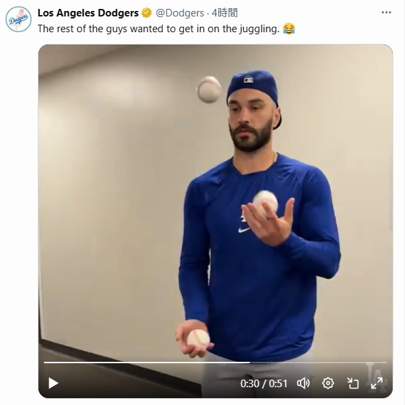 ドジャースのXから