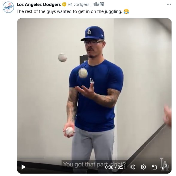 ドジャースのXから