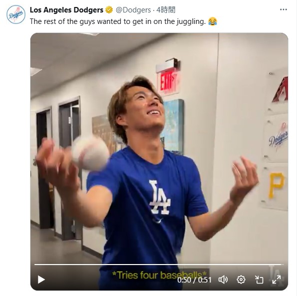 ドジャースのXから