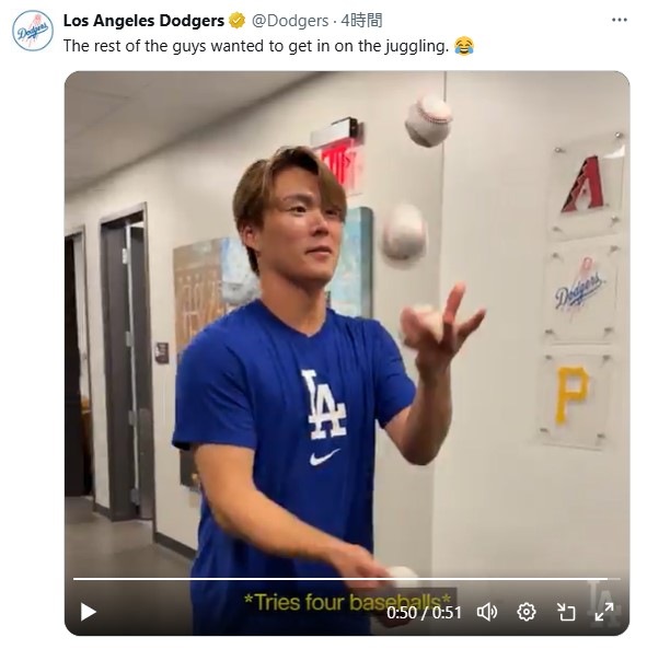 ドジャースのXから