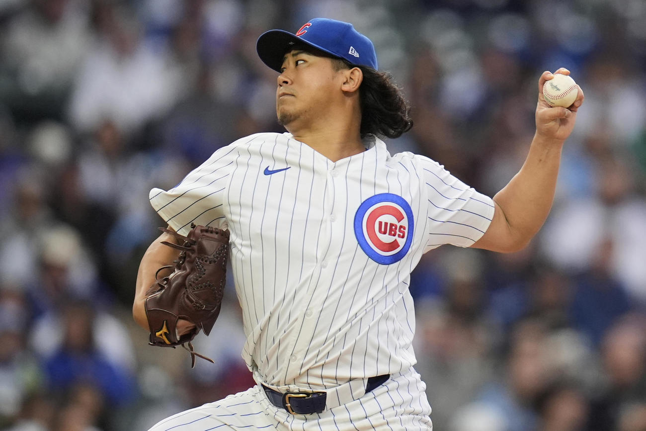 ドジャース戦に先発したカブス今永昇太（AP)